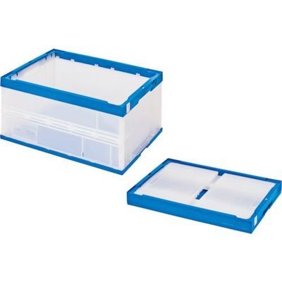 積水テクノ成型 積水 折りたたみコンテナ エコタイプ フタ無し 透明×ダークブルー 50リットル 透明青 STS5DB TMB 1個（直送品）