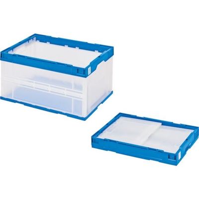 積水テクノ成型 積水 折りたたみコンテナ エコタイプ フタ無し 透明×ダークブルー 75リットル 透明青 STS7DB TMB 1個（直送品）