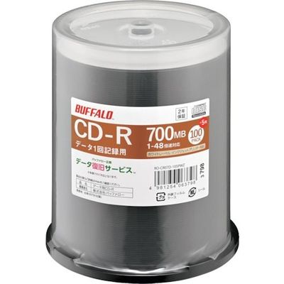 光学メディア CDーR PCデータ用 700MB 法人チャネル向け 100枚+5枚 RO-CR07D-105PWZ 1パック(105枚)（直送品）