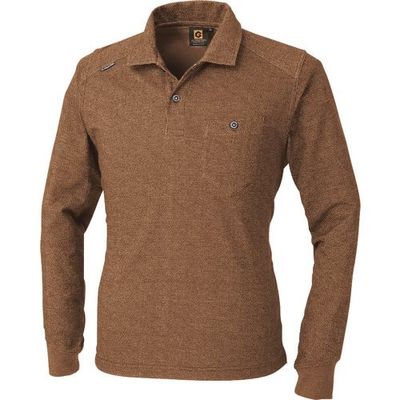 コーコス信岡 コーコス デニムフィール長袖ポロ キャメル 5Lサイズ G-9128-14-5L 1着 199-5743（直送品）