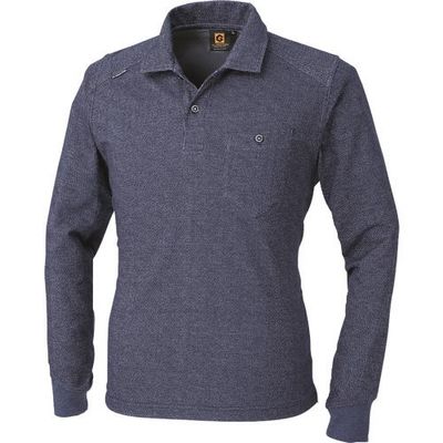 コーコス信岡 コーコス デニムフィール長袖ポロ インディゴ 4Lサイズ G-9128-31-4L 1着 199-5764（直送品）