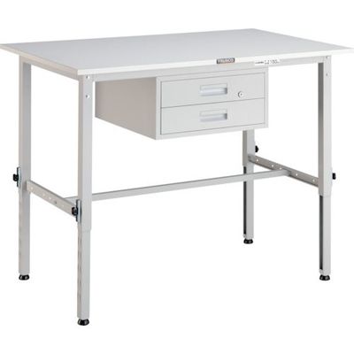 TRUSCO AEM型高さ調節作業台 1200X750XH650ー950 2段引出付 ホワイト色 AEM-1200F2 W 1台（直送品）