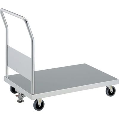 トラスコ中山 TRUSCO 抗菌ステンレス天板台車 800X450 φ100 帯電防止U車輪 ストッパ付 KAS-3-100TBU-S 1台（直送品）