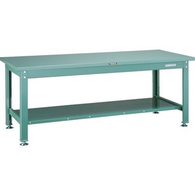 TRUSCO 中荷重作業台(2000kg)DW型 1500X750XH740 全面下棚付 グリーン色 SDW-1500LT 1台（直送品）