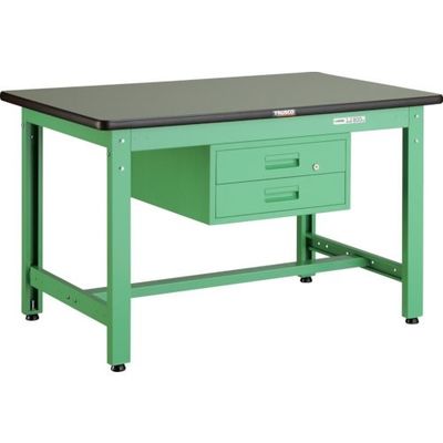 TRUSCO 中荷重作業台(800kg)GW型 1200X750XH740 2段引出付 ヤンググリーン色 GWR-1275F2 YG 1台（直送品）