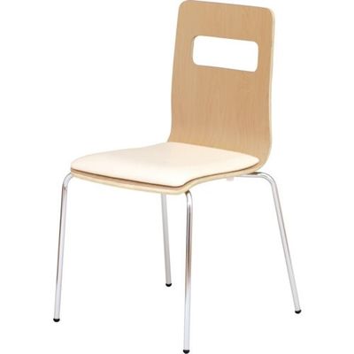 トラスコ中山 TRUSCO 木目調チェア ナチュラル×シルバー アイボリークッション RLESIV-NS 1脚 390-2239（直送品）