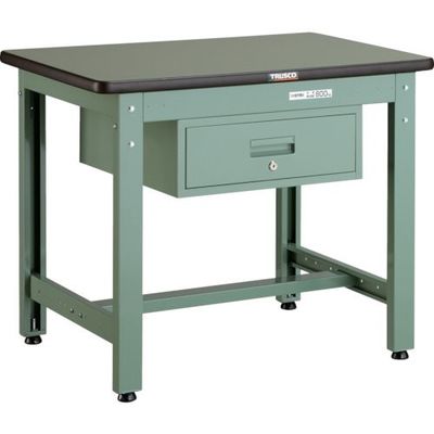 トラスコ中山 TRUSCO 中荷重作業台(800kg)GW型 1200X600XH740 1段引出付 グリーン色 GWR-1260F1 1台（直送品）