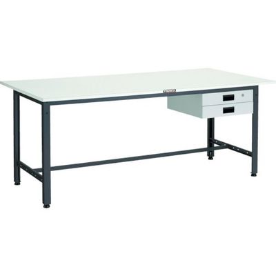 TRUSCO 軽荷重作業台(400kg)LEW型 1500X750XH740 薄型2段引出付 ダークグレー色 LEWP-1500UDK2（直送品）