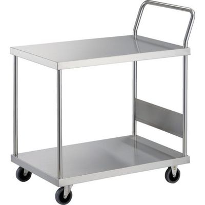 TRUSCO ステンレス台車 オールステン台車 800X450 片袖2段 帯電防止U車輪 ハンドル高さ1050 AS-32H-100TBU（直送品）