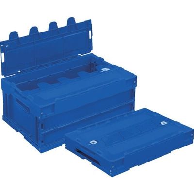 トラスコ中山 TRUSCO オリコン α折りたたみコンテナ 30L スライドロックフタ付 ダークブルー TR-SC30DB DB 1個（直送品）