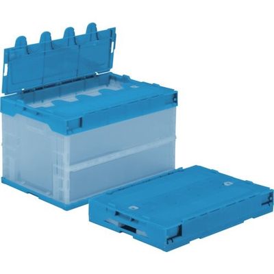 トラスコ中山 TRUSCO オリコン α折りたたみコンテナ 50L スライドロックフタ付 透明ブルー TR-SC50TMB 1個（直送品）