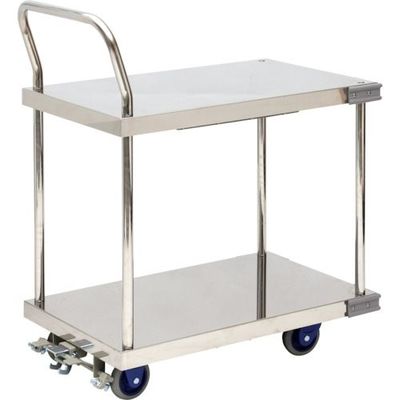 金沢車輌 金沢 小型静音ステンレス2段台車 フットブレーキ付 SUS-104GS+FB 1台 346-3707（直送品）