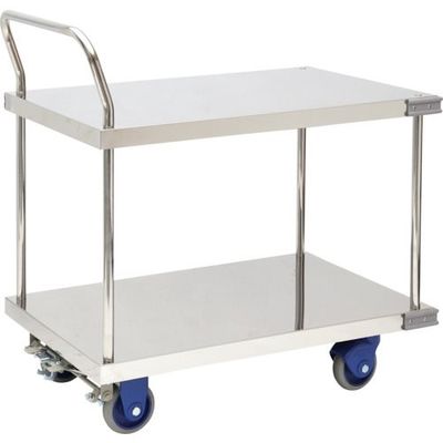 金沢車輌 金沢 大型静音ステンレス2段台車 フットブレーキ付 SUS-304GS+FB 1台 346-3758（直送品）