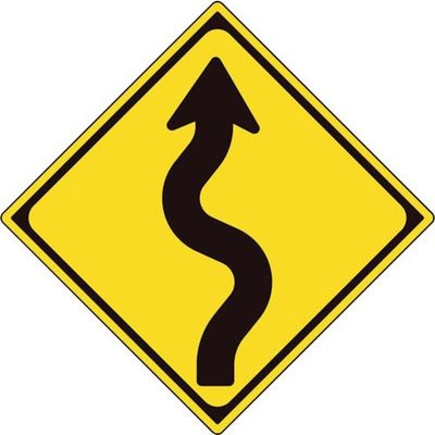 ユニット 道路標識(構内用) 警戒標識(206)つづら折れあり 894-39B 1枚 362-4600（直送品）