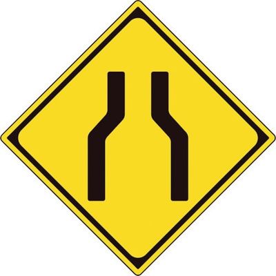 ユニット 道路標識(構内用) 警戒標識(212)幅員減少 894-46B 1枚 362-4602（直送品）