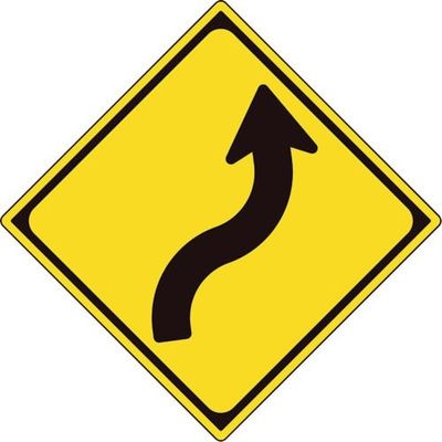 ユニット 道路標識(構内用) 警戒標識(204)右背向屈曲あり 894-37RB 1枚 362-4621（直送品）