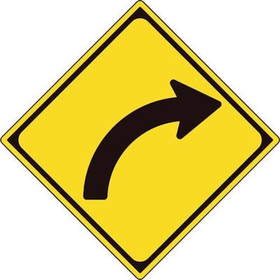 ユニット 道路標識(構内用) 警戒標識(202)右方屈曲あり 894-35RB 1枚 362-4624（直送品）