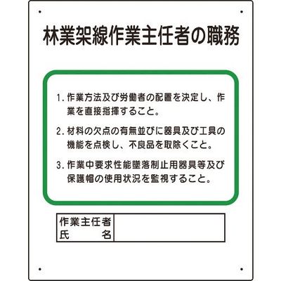 ユニット 作業主任者職務板 林業架線... 356-18A 1枚 167-7669（直送品）
