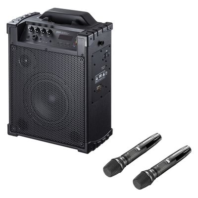 サンワサプライ ワイヤレスマイク付き拡声器スピーカー(バッテリー内蔵・ワイヤレスマイク2本対応) MM-SPAMP14 1個（直送品）