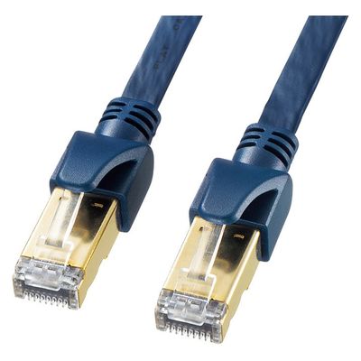サンワサプライ カテゴリ6Aハンダ産業用フラットLANケーブル(ネイビーブルー・0.5m) KB-HFL6A-005NV 1個（直送品）