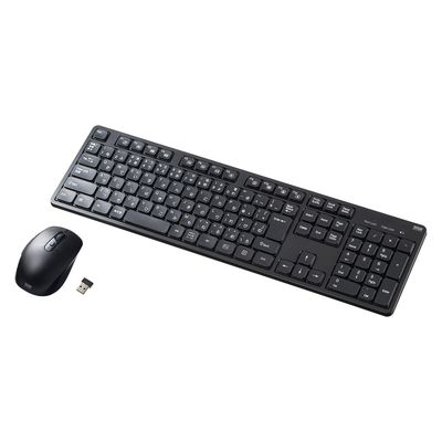 サンワサプライ ワイヤレスキーボード 無線 静音 うす型メンブレン マウスセット フルサイズ ブラック SKB-WL37SETBK 1個（直送品）