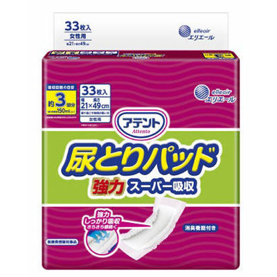 大王製紙 アテント尿とりパッド強力スーパー吸収女性用 4902011100518 1セット(33枚×6点セット)（直送品）