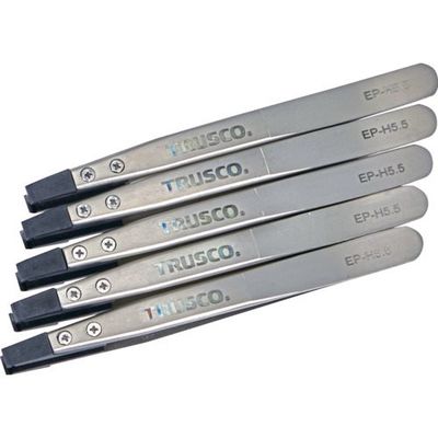 トラスコ中山 TRUSCO まとめ買い ESDチップピンセット 平型 先端幅5.5mm 5本入り EP-H5.5-M5 1セット(5本)（直送品）
