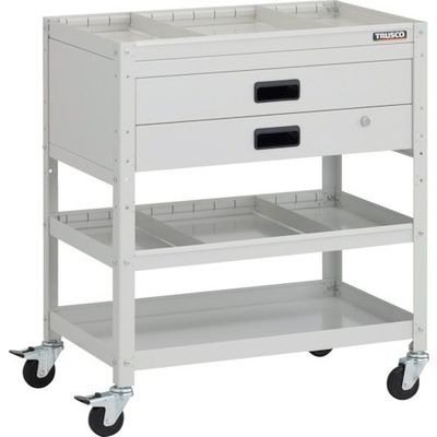 TRUSCO ツールワゴン ラビットワゴン 700X450XH810 2段引出 仕切板2段付 ゴム車輪 ホワイト RBW-873S2X-W（直送品）