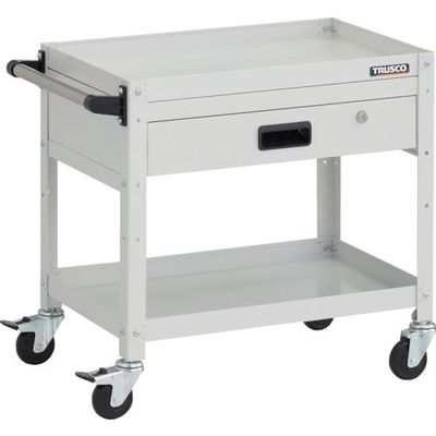 TRUSCO ツールワゴン ラビットワゴン 600X400XH600 2段 1段引出 ハンドル付 ゴム車輪 ホワイト RBW-662VH W（直送品）