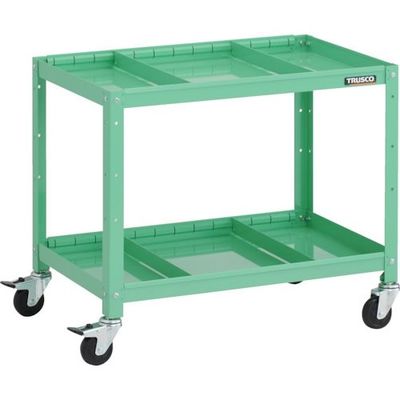 TRUSCO ツールワゴン ラビットワゴン 700X450XH600 2段 仕切板2段付 ゴム車輪 ヤンググリーン RBW-672S2 YG 1台（直送品）