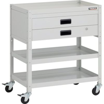 TRUSCO ツールワゴン ラビットワゴン 700X450XH810 2段引出付 ゴム車輪 ホワイト RBW-873X-W 1台（直送品）