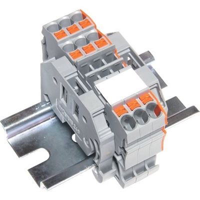 トラスコ中山 TRUSCO スプリング式端子台3線式 3極 電線サイズ0.25~2.5 SPTB24A-3-3P 1個 257-3045（直送品）