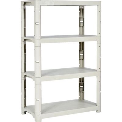 トラスコ中山 TRUSCO プラ棚 高さ1371ー4段タイプ コーナーキャップ4個付 ネオグレー TPT-5344CA 1台（直送品）