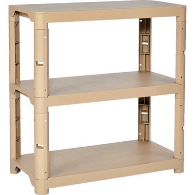 トラスコ中山 TRUSCO プラ棚 高さ943ー3段タイプ コーナーキャップ4個付 ライトサンド TPT-3343C-LS 1台（直送品）