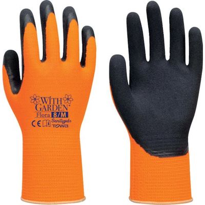 東和コーポレーション トワロン 天然ゴム背抜き手袋 WITHGARDENフローラ サンシャインオレンジ 7/S W318-S 1双（直送品）