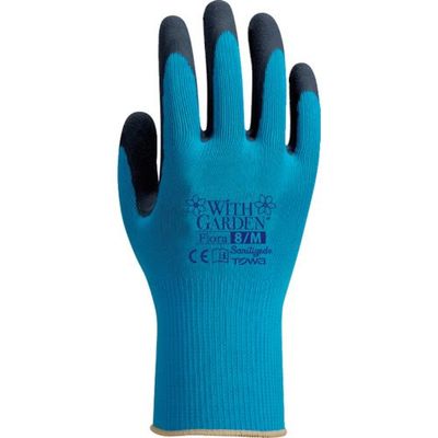 東和コーポレーション トワロン 天然ゴム背抜き手袋 WITHGARDENフローラ アクアブルー 8/M W316-M 1双 364-4819（直送品）