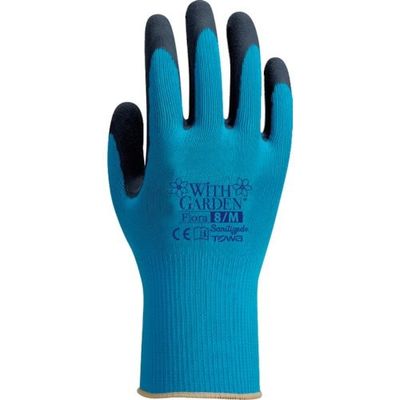 東和コーポレーション トワロン 天然ゴム背抜き手袋 WITHGARDENフローラ アクアブルー 7/S W316-S 1双 364-4698（直送品）