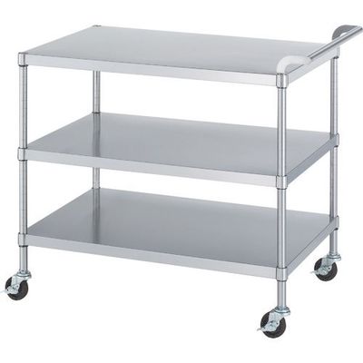 ステンレスワゴン(SUS3430) 天地3段タイプ φ75導電ゴム車 600×450×800 M03-6045-800-RE75_SH 1台（直送品）