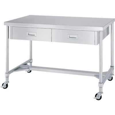 シンコー ステンレス作業台両面引出付H枠キャスター付 WDWHNC-15090-800-SU100 1台 324-1946（直送品）
