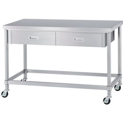 シンコー ステンレス作業台片面引出付四方枠キャスター付 WDZC-9060-800-SU75 1台 324-4259（直送品）