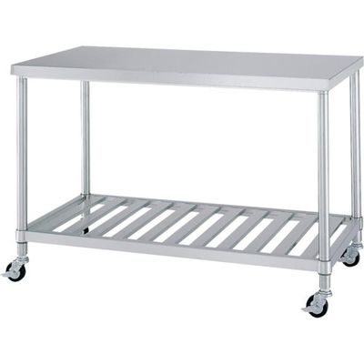 シンコー ステンレス作業台スノコ棚キャスター付 WSC-9090-800-SU100 1台 324-1515（直送品）