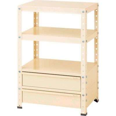 ヤマテック スペシャルワゴン W600×D400 固定式 キャビネット深型1段×2個 ヤマテックアイボリー W6-BM2-IV 1台（直送品）