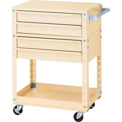 ヤマテック スペシャルワゴン W600×D400移動式 キャビネット浅型2段×2個 ヤマテックアイボリー W6CS-S2-IV 1台（直送品）