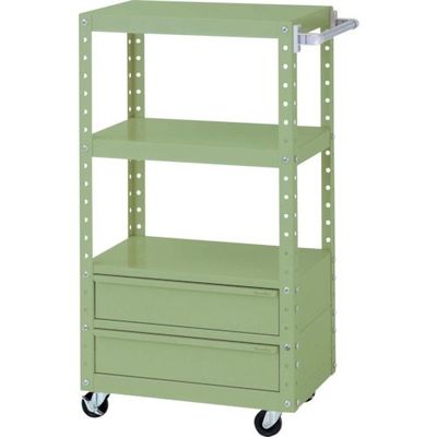 山金工業 ヤマテック スペシャルワゴン 移動式 キャビネット深型1段×2個 ヤマテックグリーン W6CUH-BM2-G 1台（直送品）