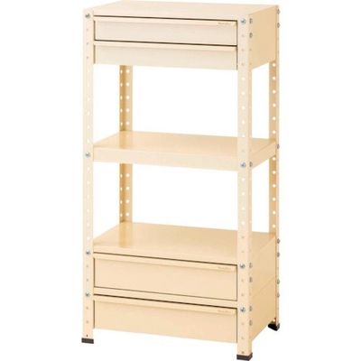 ヤマテック スペシャルワゴン 固定式 キャビネット深型1段×2個、浅型2段×1個 ヤマテックアイボリー W6H-SBM2-IV 1台（直送品）