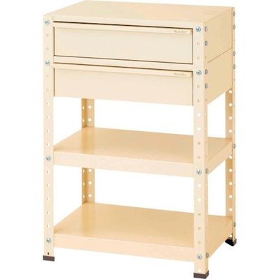 山金工業 ヤマテック スペシャルワゴン W600×D400 固定式 キャビネット深型1段×2個 ヤマテックアイボリー W6-M2-IV 1台（直送品）