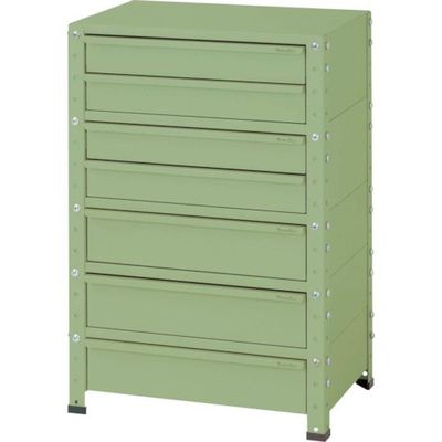 山金工業 ヤマテック スペシャルワゴン 固定式 キャビネット浅型2段×2個、深型1段×3個 ヤマテックグリーン W6-S2M3-G 1台（直送品）