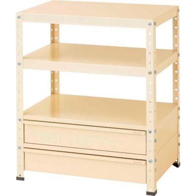 山金工業 ヤマテック スペシャルワゴン W750×D500固定式 キャビネット深型1段×2個 ヤマテックアイボリー W7-BM2-IV 1台（直送品）