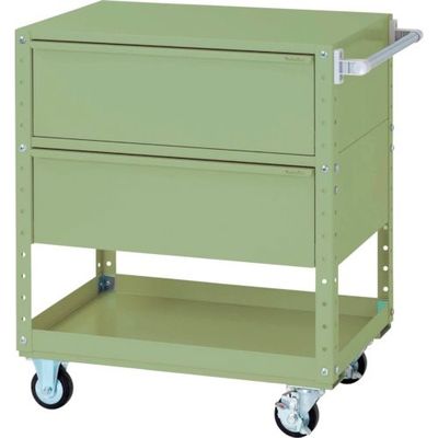 山金工業 ヤマテック スペシャルワゴン W750×D500移動式 キャビネット超深型1段×2個 ヤマテックグリーン W7CS-D2-G 1台（直送品）
