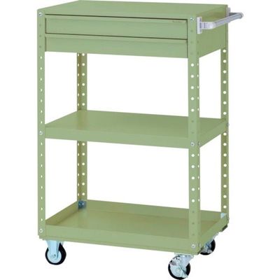山金工業 ヤマテック スペシャルワゴン 移動式 キャビネット浅型2段×1個 ヤマテックグリーン W7CSH-S-G 1台 868-3599（直送品）
